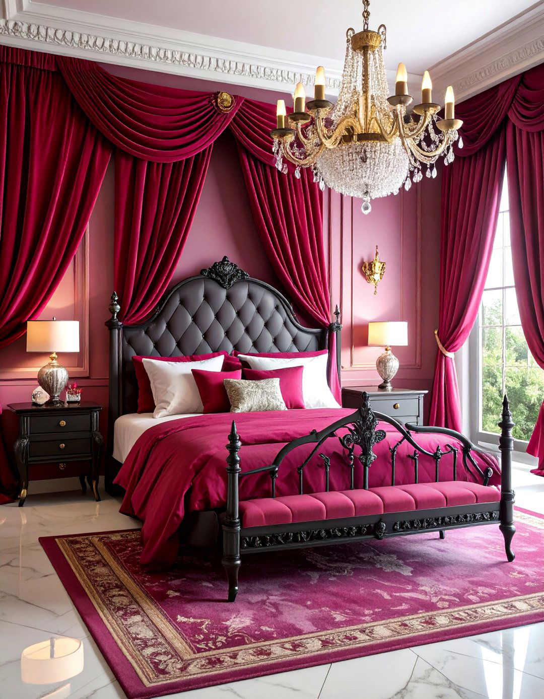 Gothic Romance Bedroom with Dramatic Flair - 25 red black and white bedroom ideas