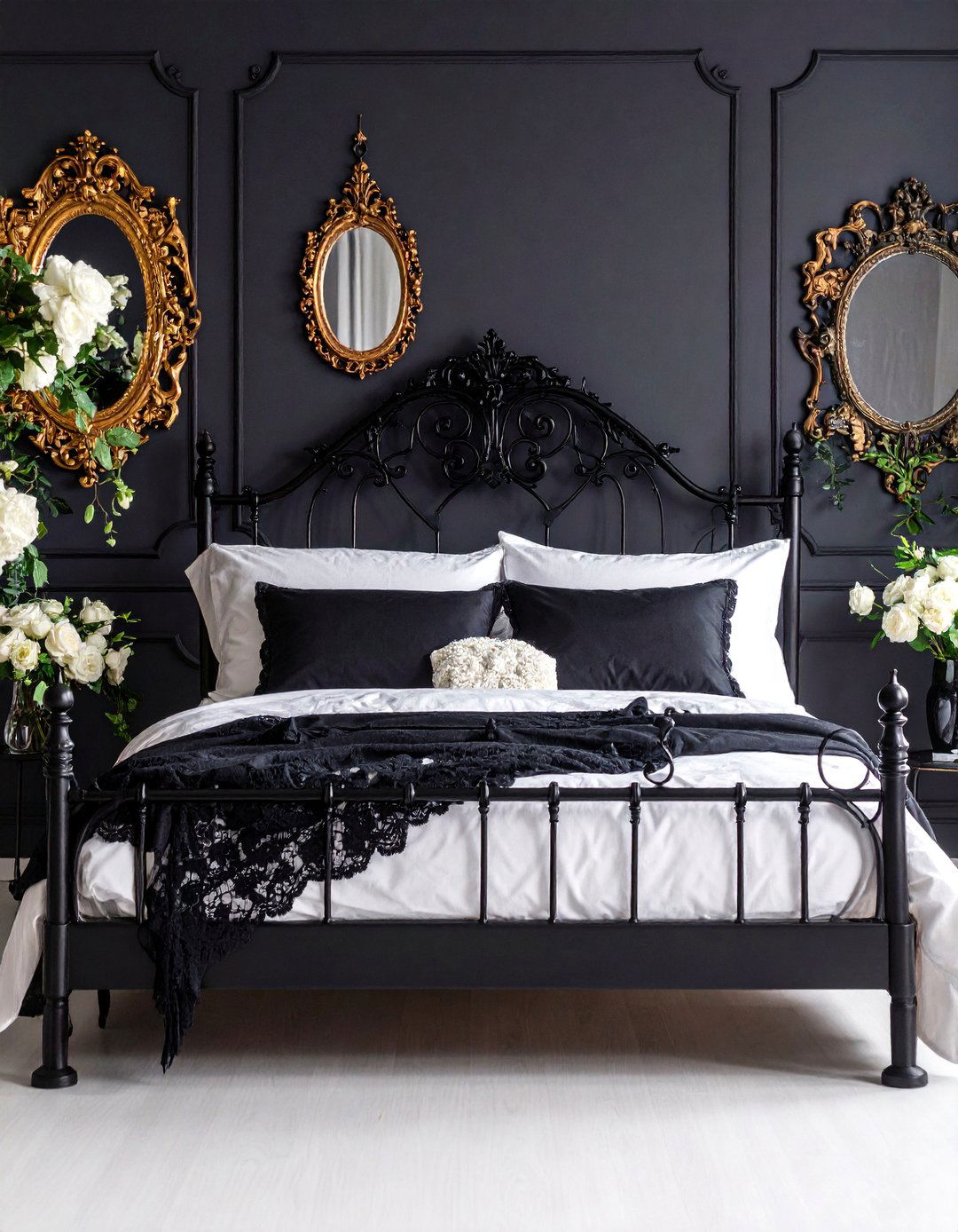 Gothic Romance Black and White Feminine Bedroom - 25 Feminine Black and White Bedroom Ideas