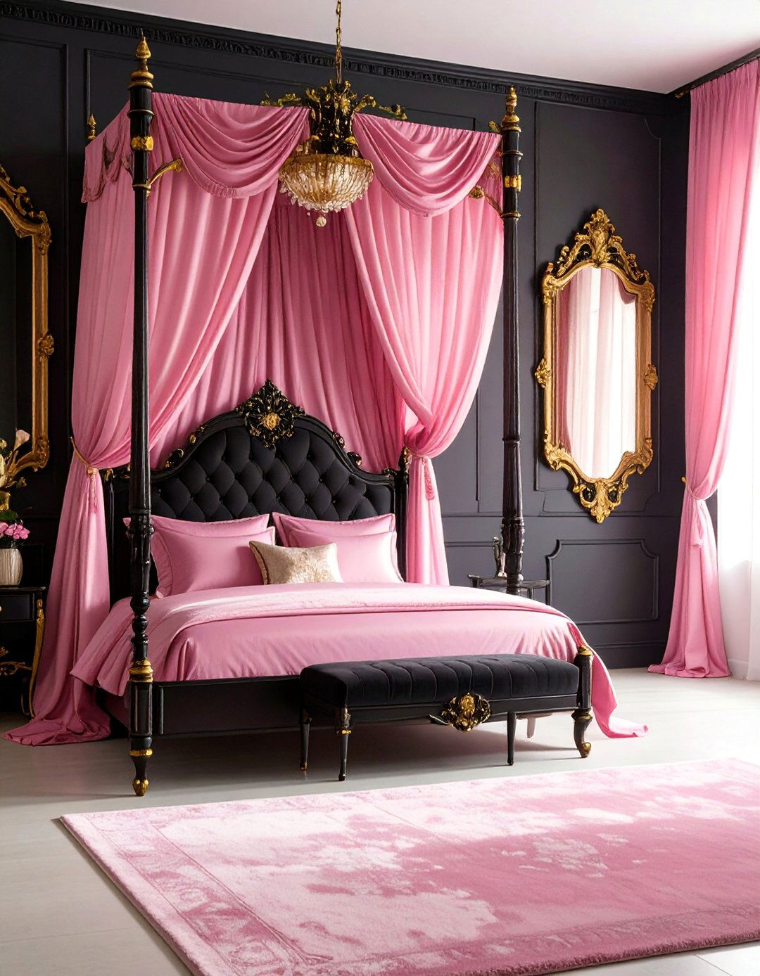 Gothic Romance Pink and Gold Chamber - 25 Pink and Gold Bedroom Ideas