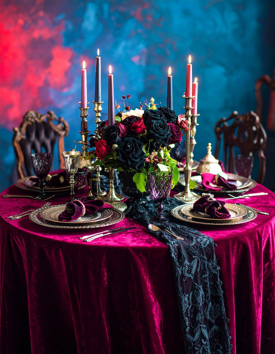 Gothic Romance Tablescape with Dark Elegance - 25 Tablescape Ideas