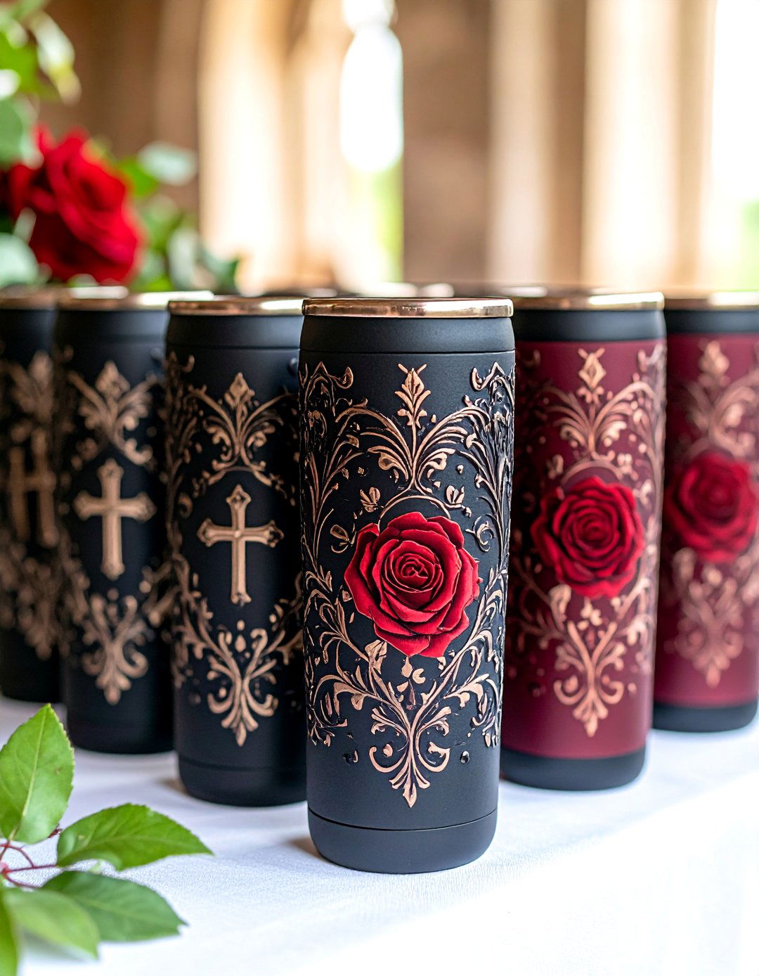 Gothic Romance Wedding Koozies with Dark Elegant Designs - 25 Wedding Koozie Ideas