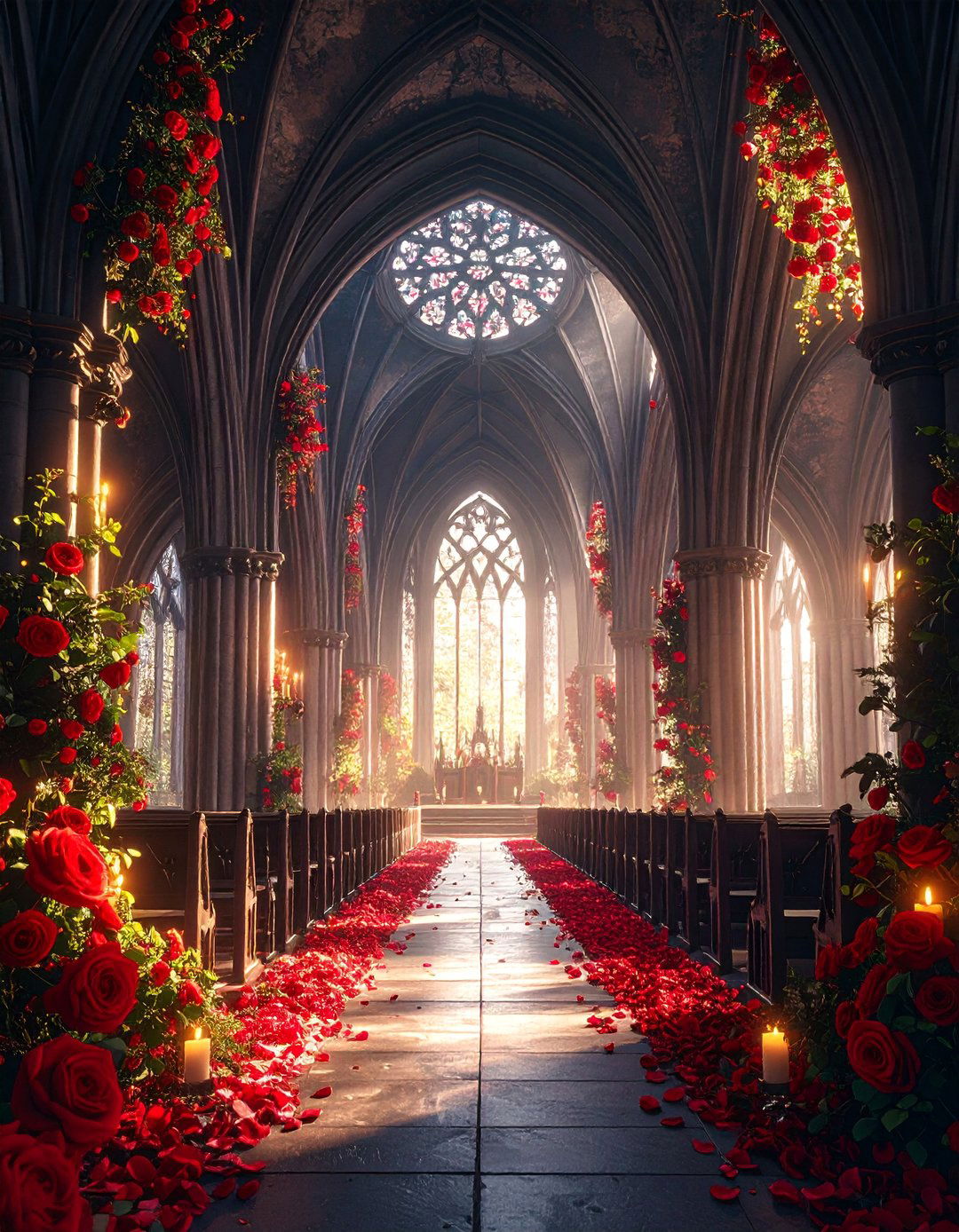 Gothic Romance Wedding with Black Cathedral Arches - 25 Red and Black Wedding Ideas