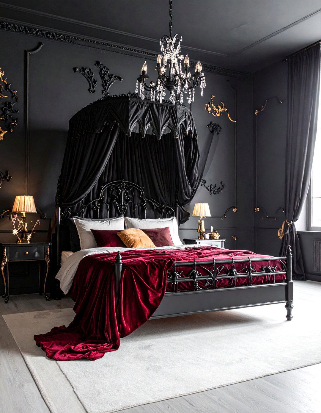 Gothic Romance with Dramatic Elements - 25 Black and Gold Bedroom Ideas