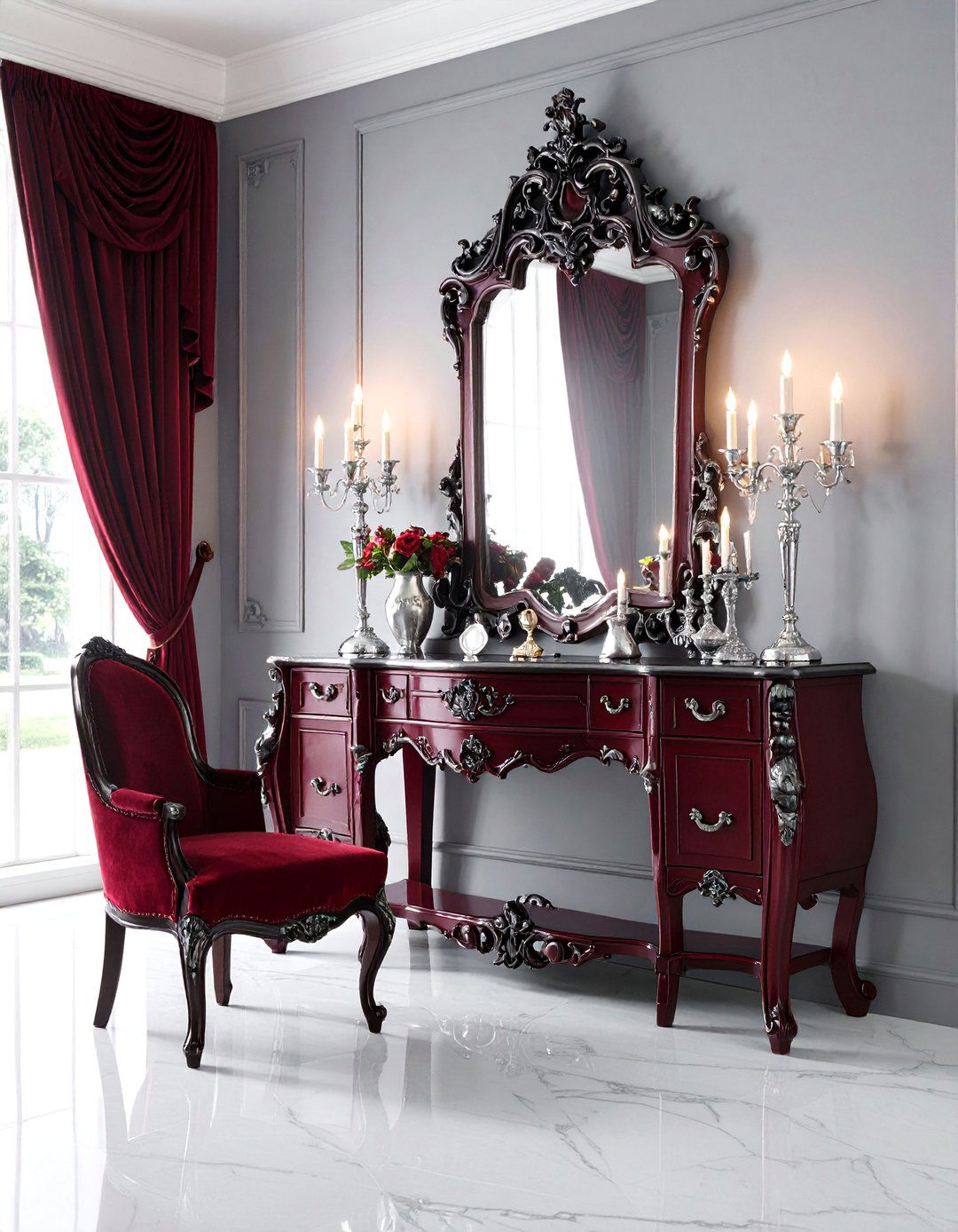 Gothic Victorian Vanity with Dark Romance - 25 Makeup Vanity Ideas