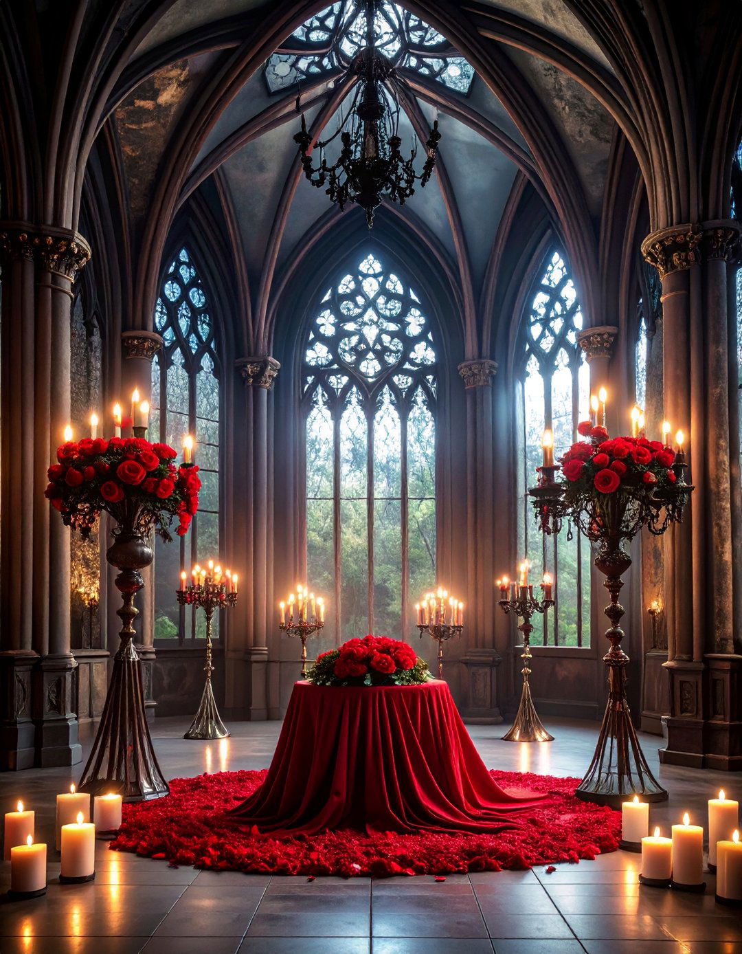 Gothic Wedding Altar with Dark Romantic Elements - 25 Wedding Altar Ideas