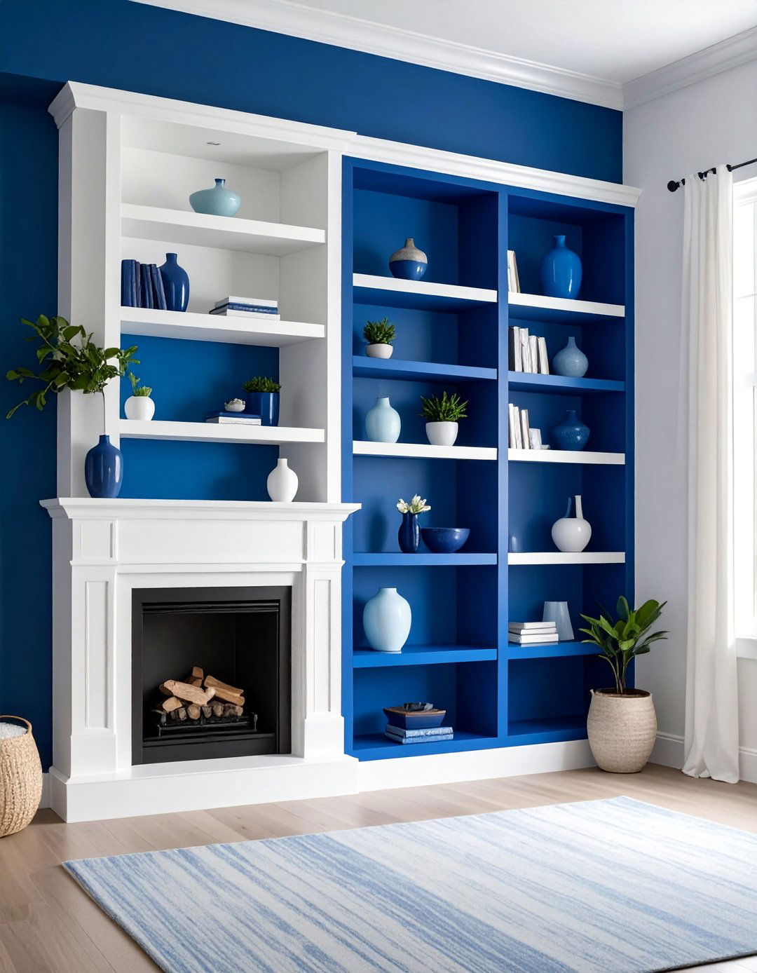Gradient Ombre Painted Fireplace Shelves - 25 Fireplace Floating Shelves Design Ideas