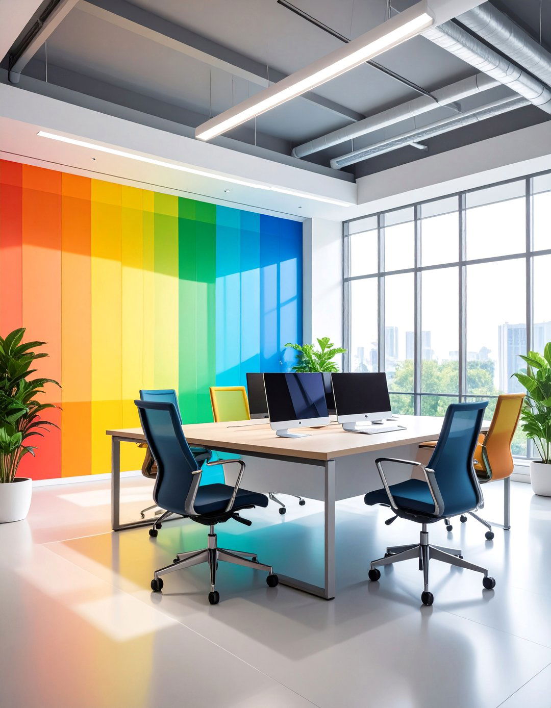 Gradient Spectrum Office Mural with Color Flow Transition - 25 Office Wall Murals