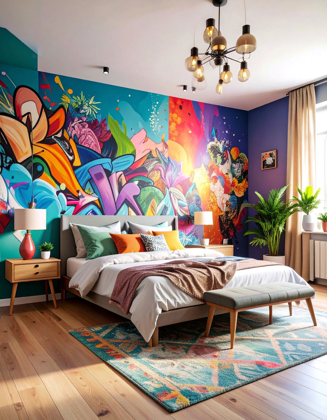 Graffiti Street Art Wall Mural with Urban Expression - 25 Wall Mural Ideas