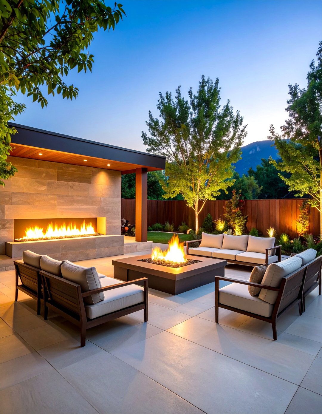 Grand Ashlar with Contemporary Fire Feature - 25 stamped concrete patio with fire pit ideas
