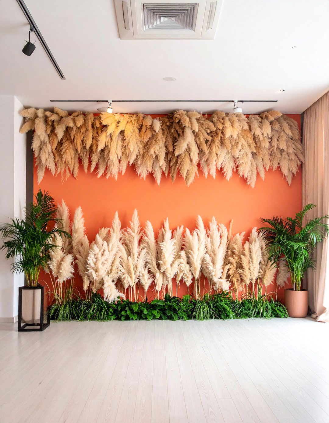 Grand Statement Wall Installation - 25 Pampas Grass Wedding Decor Ideas