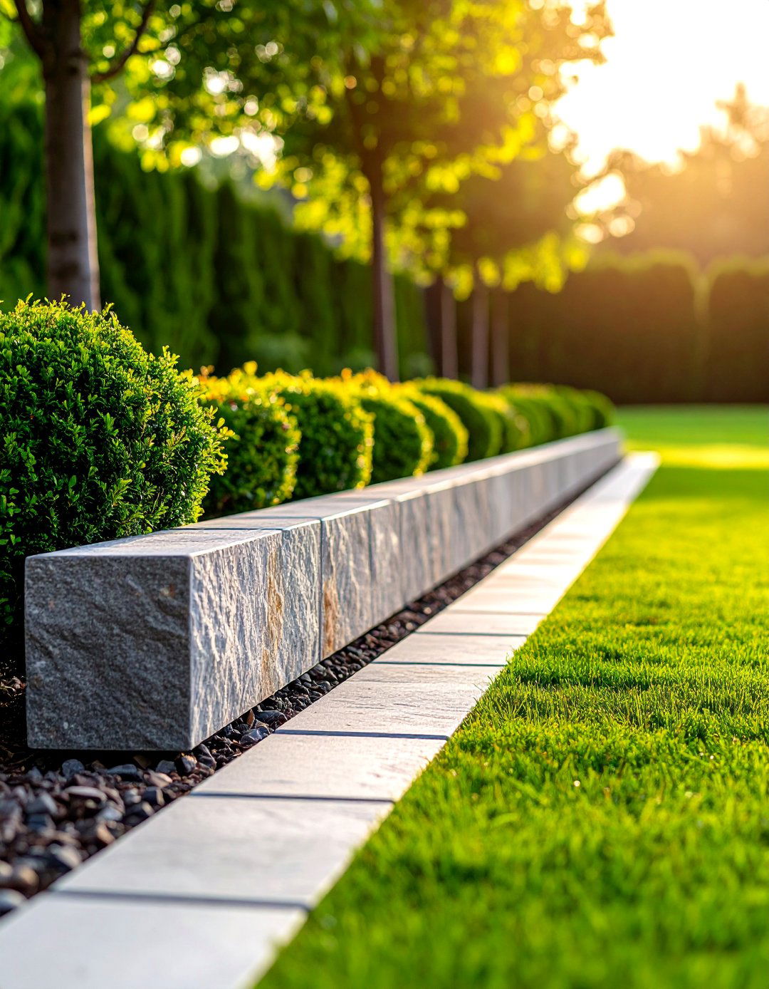 Granite Block Formal Garden Edging - 25 Stone Garden Edging Ideas