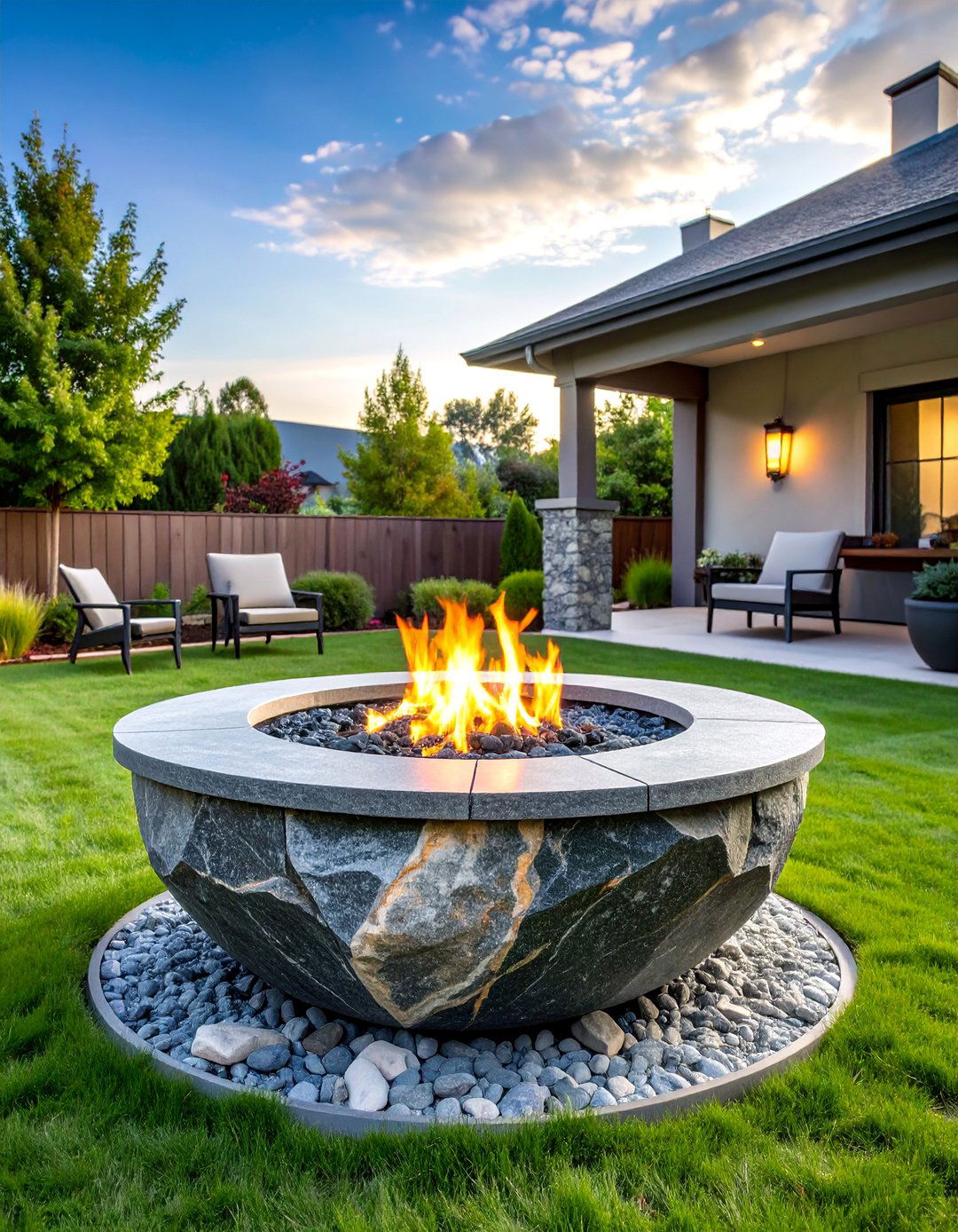 Granite Boulder Fire Pit Statement - 25 Rock Fire Pit Ideas