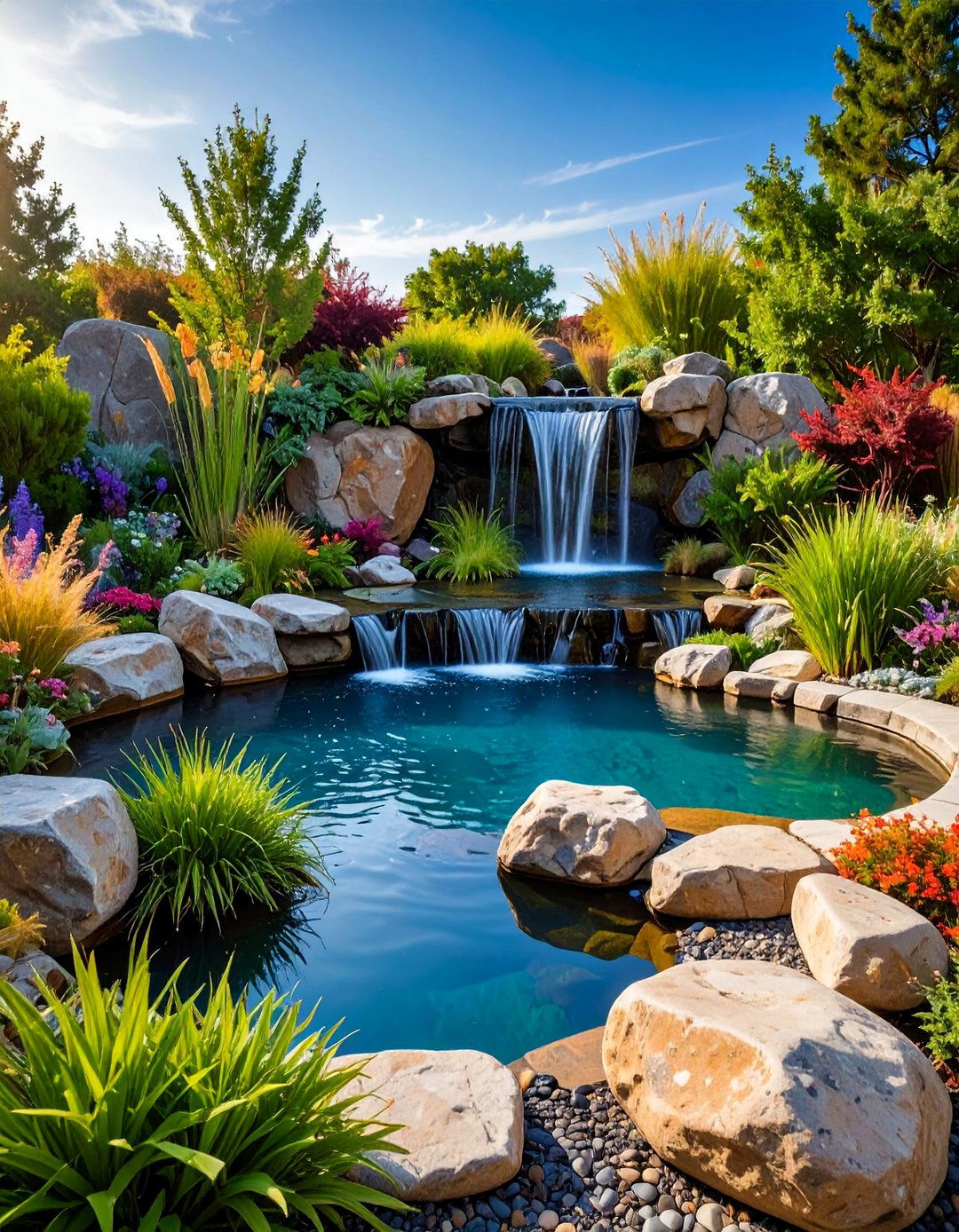 Granite Boulder Water Garden - 25 Stone Garden Ideas