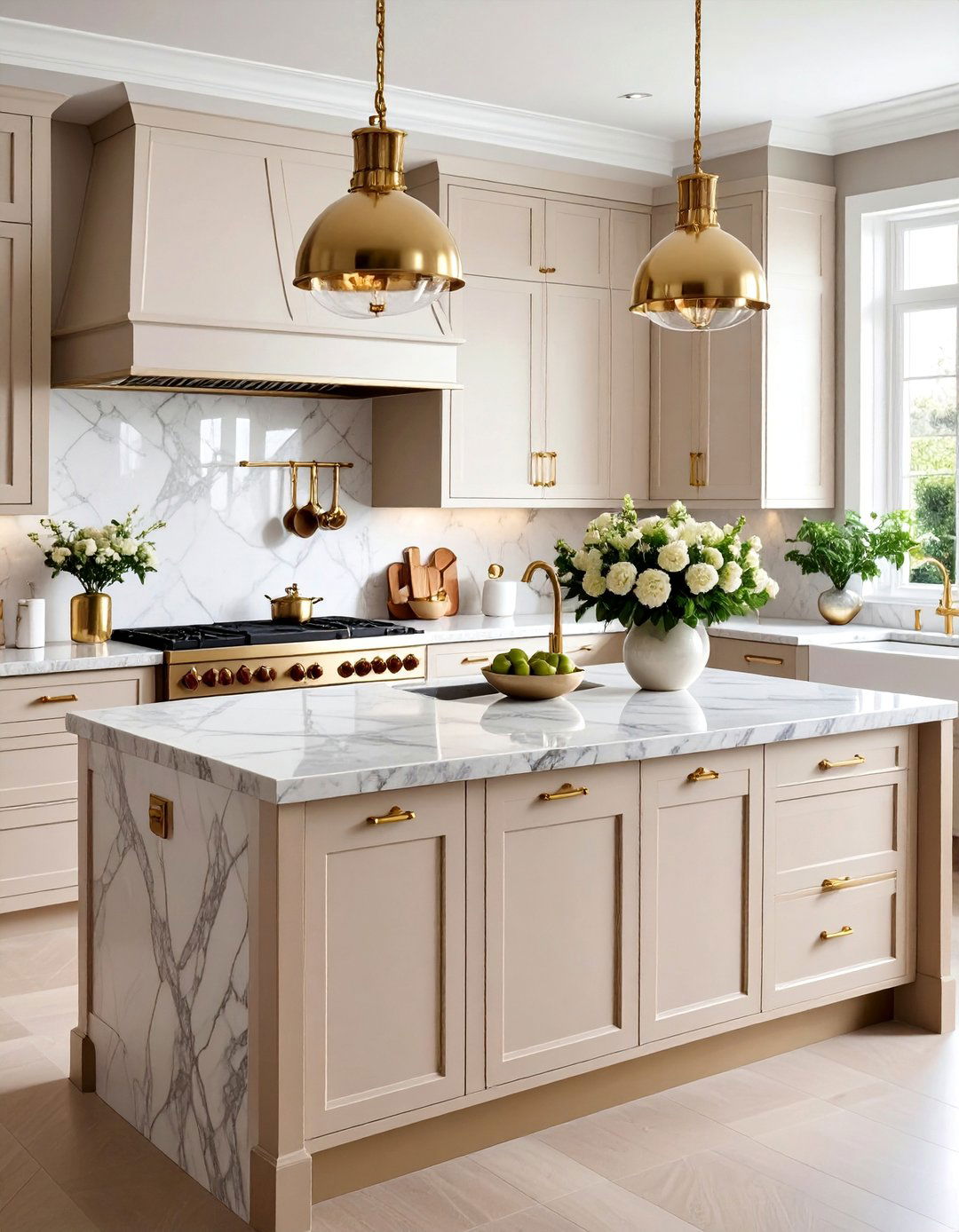 Granite Countertops with Brass Fixture Elegance - 25 Granite Kitchen Countertop Ideas