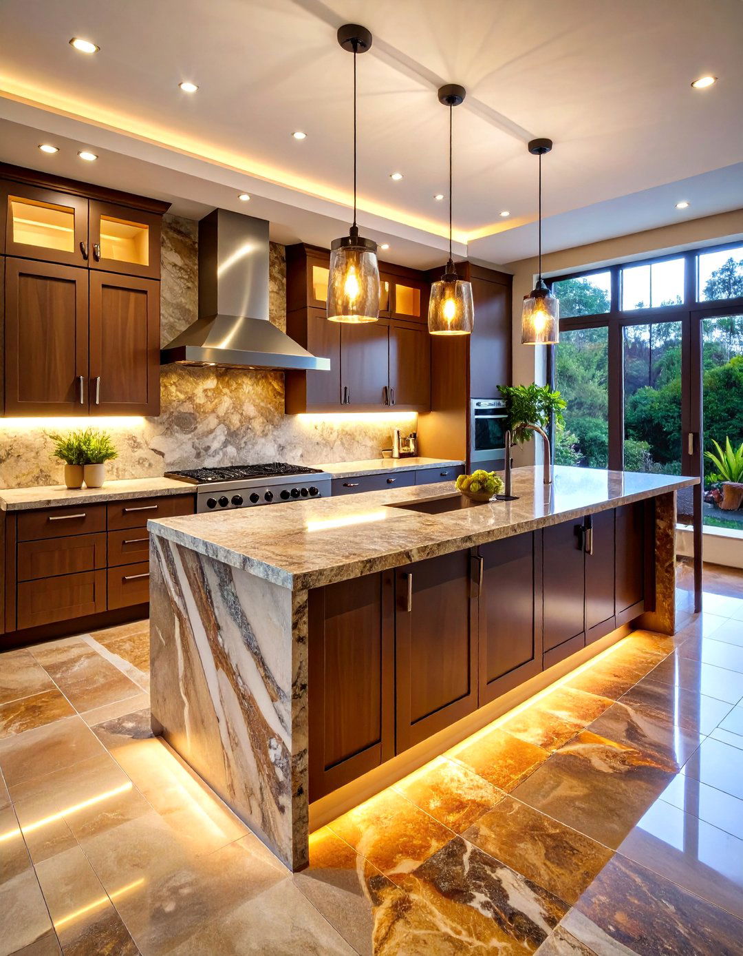 Granite Countertops with Integrated LED Lighting - 25 Granite Kitchen Countertop Ideas