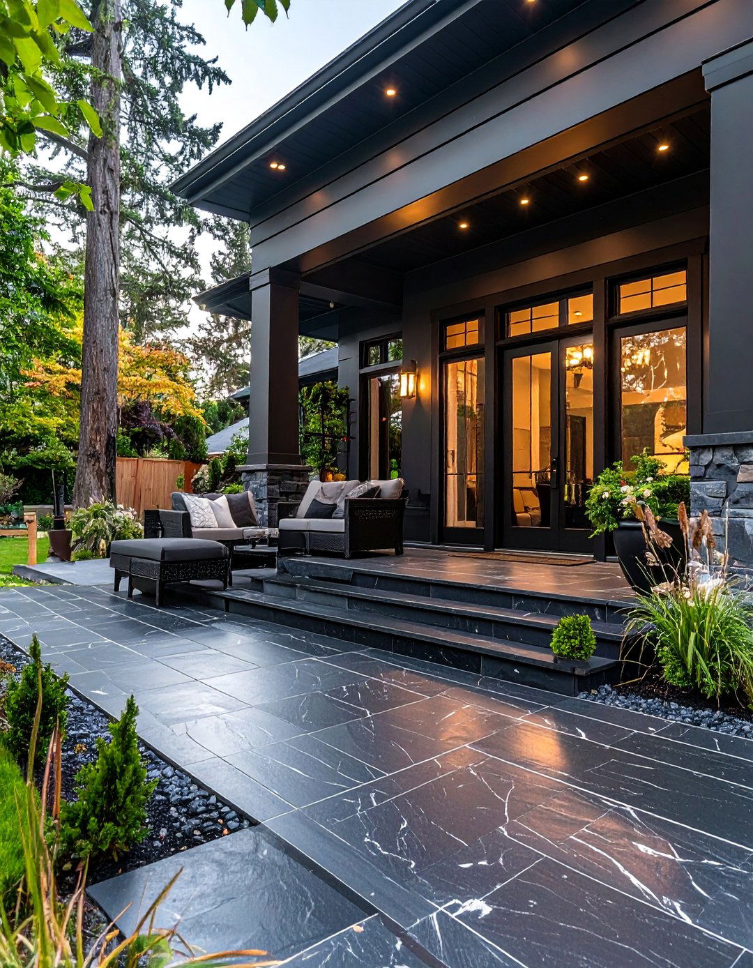 Granite Front Porch Tiles with Natural Elegance - 25 Front Porch Tile Ideas