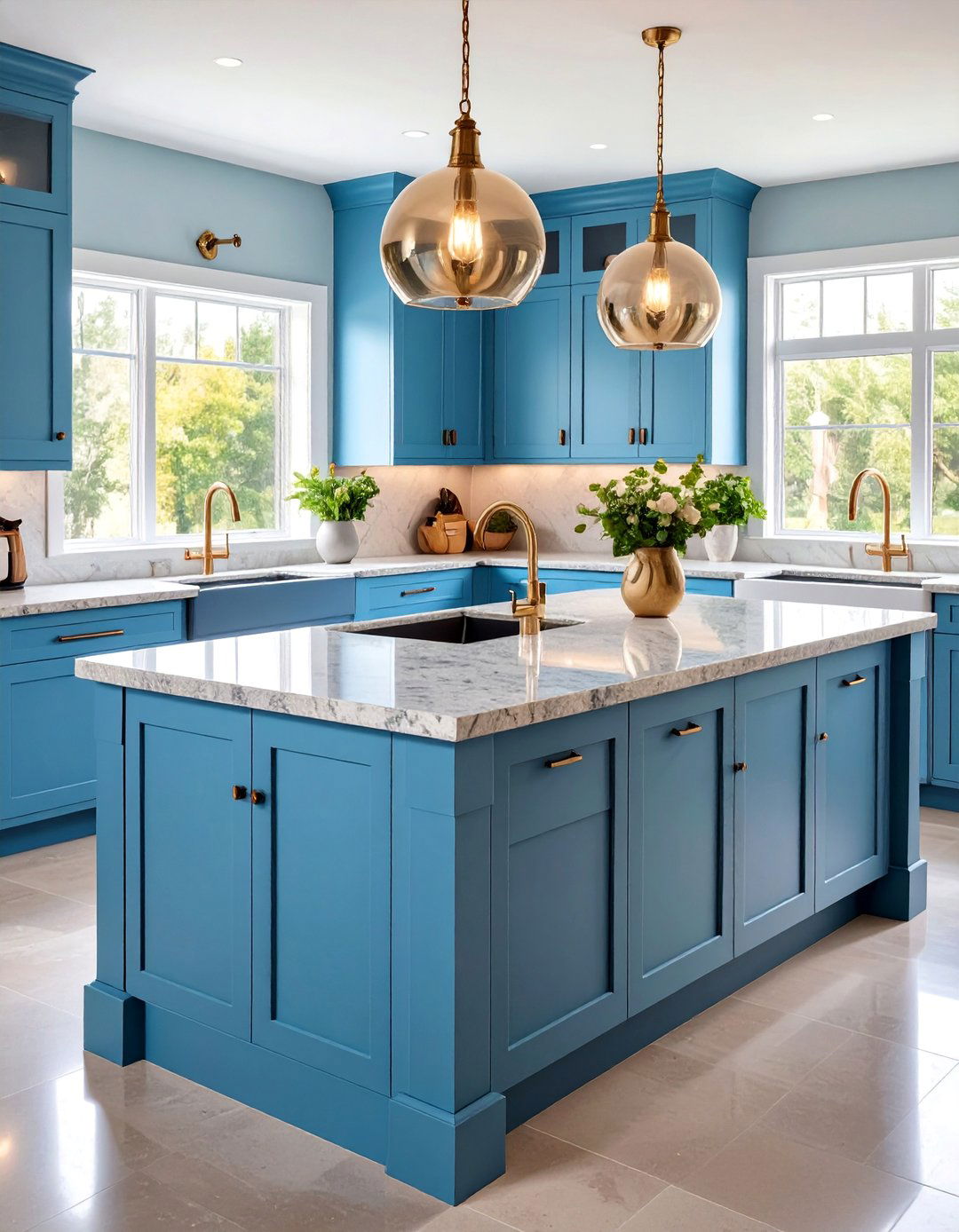 Granite Island with Integrated Sink Station - 25 Granite Kitchen Countertop Ideas