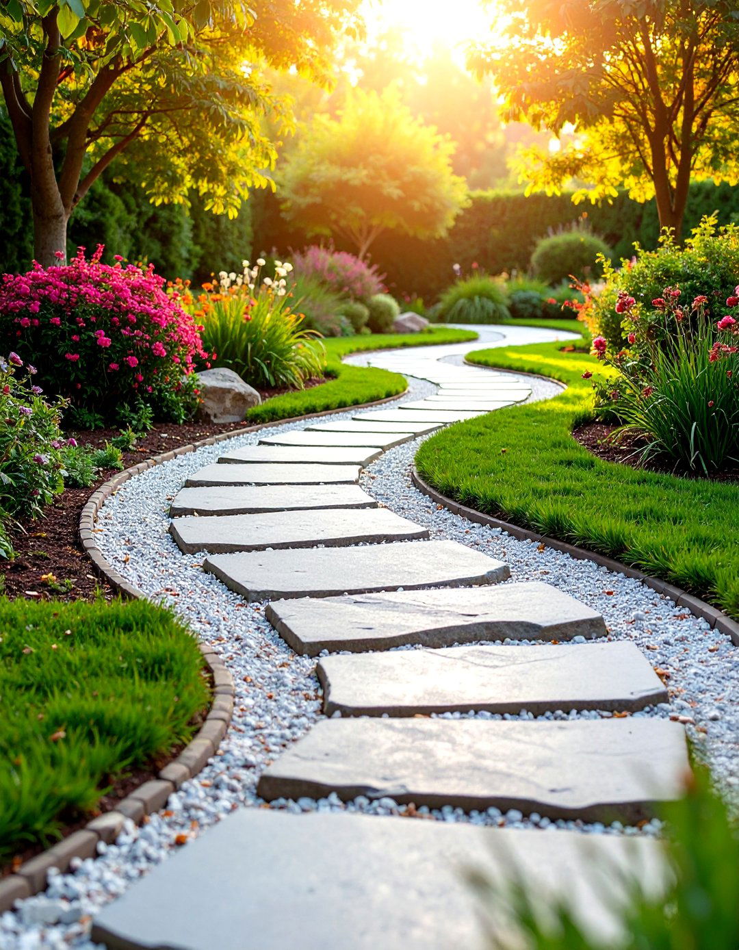 Granite Meandering Garden Path - 25 Granite Walkway Ideas