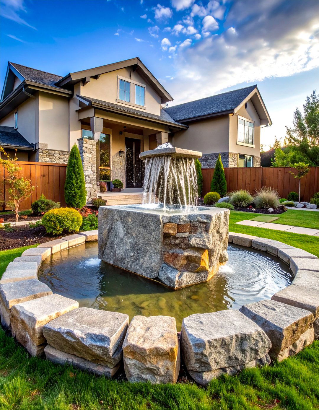 Granite Monolith Bubbling Fountain - 25 Backyard Fountain Ideas