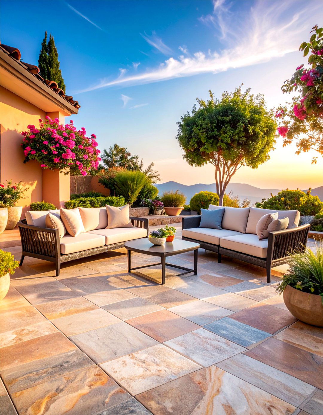 Granite Paver Patio with Weather Resistant Elegance - 25 Patio Flooring Ideas