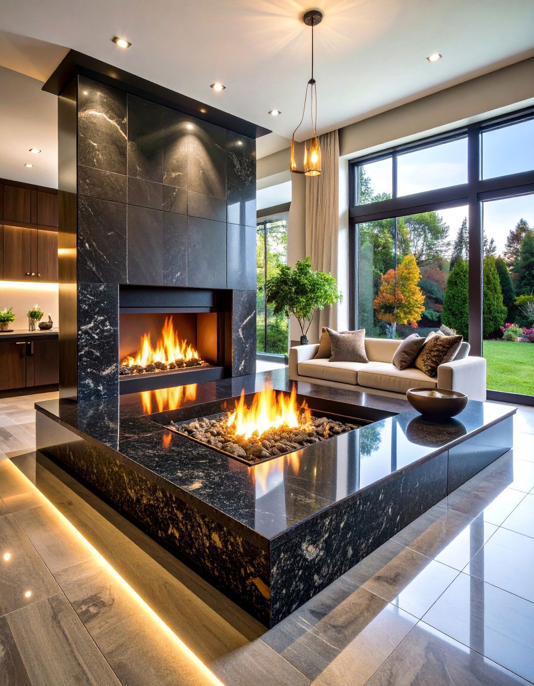 Granite Slab Extended Hearth - 25 Fireplace Hearth Ideas