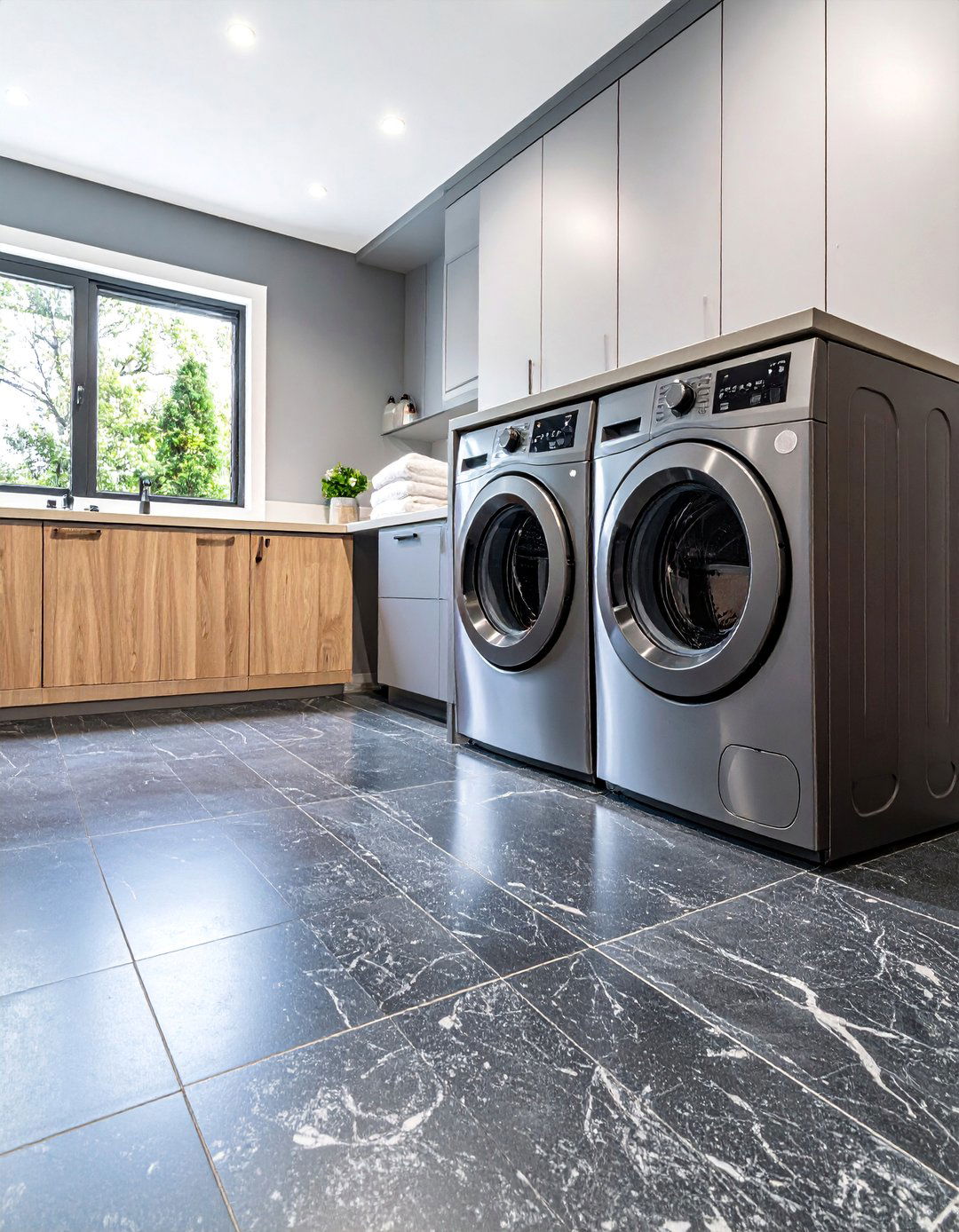 Granite Tiles with Honed Finish - 25 Laundry Room Floor Ideas