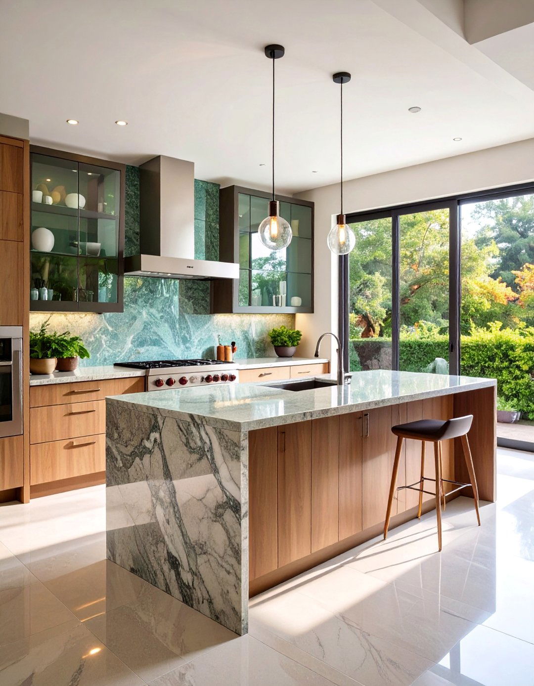 Granite with Glass Tile Backsplash Harmony - 25 Granite Kitchen Countertop Ideas