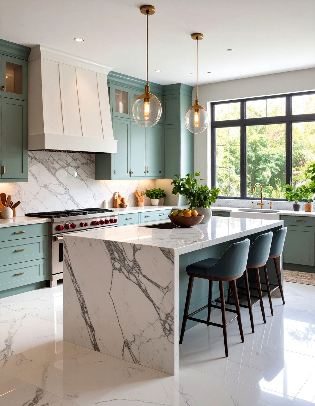 Granite with Marble Accent Combinations - 25 Granite Kitchen Countertop Ideas