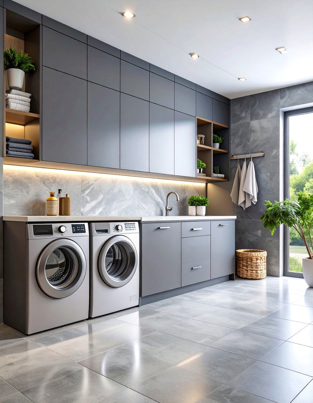 Graphite Minimalist Laundry Room - 25 dark & moody laundry room ideas