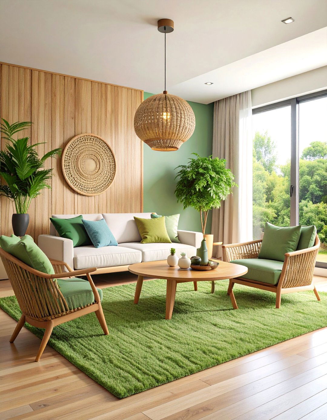 Grasscloth Wallpaper with Natural Texture Variation - 25 Living Room Accent Wall Ideas