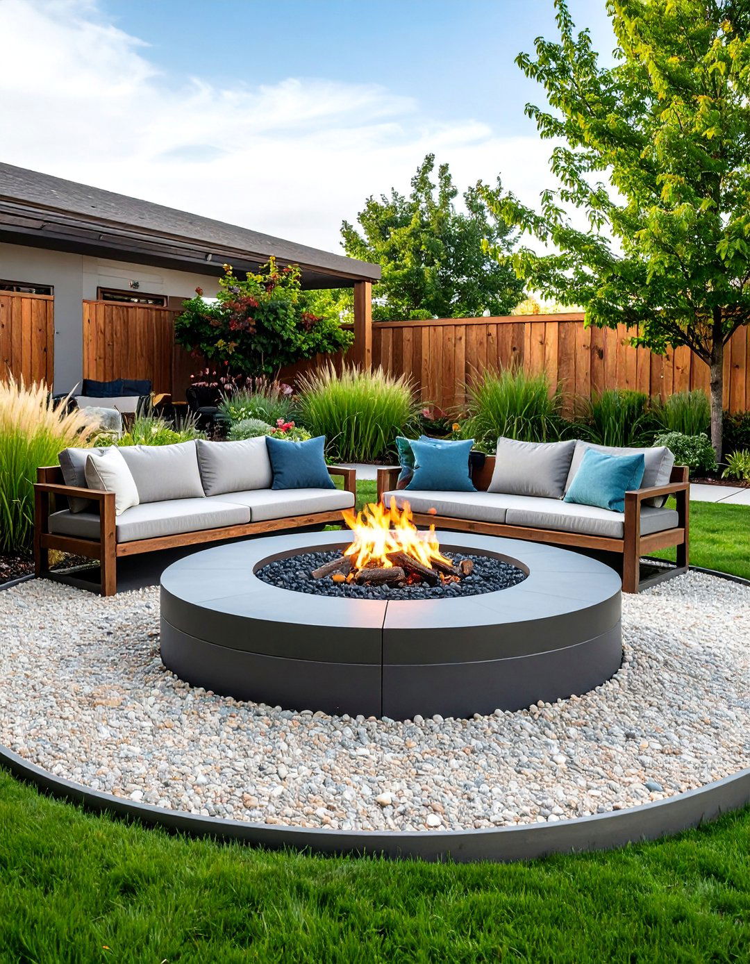 Gravel Garden Fire Pit Lounge - 25 Gravel Garden Ideas