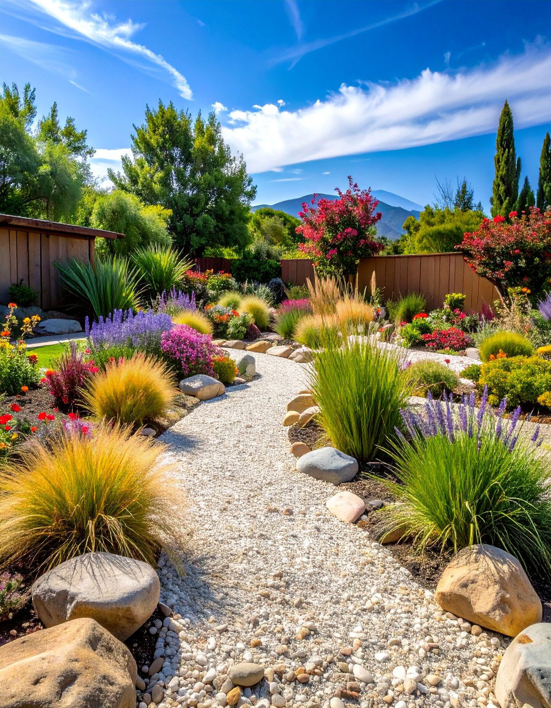 Gravel Garden with Drought Tolerant Plantings - 25 Rustic Landscaping Ideas