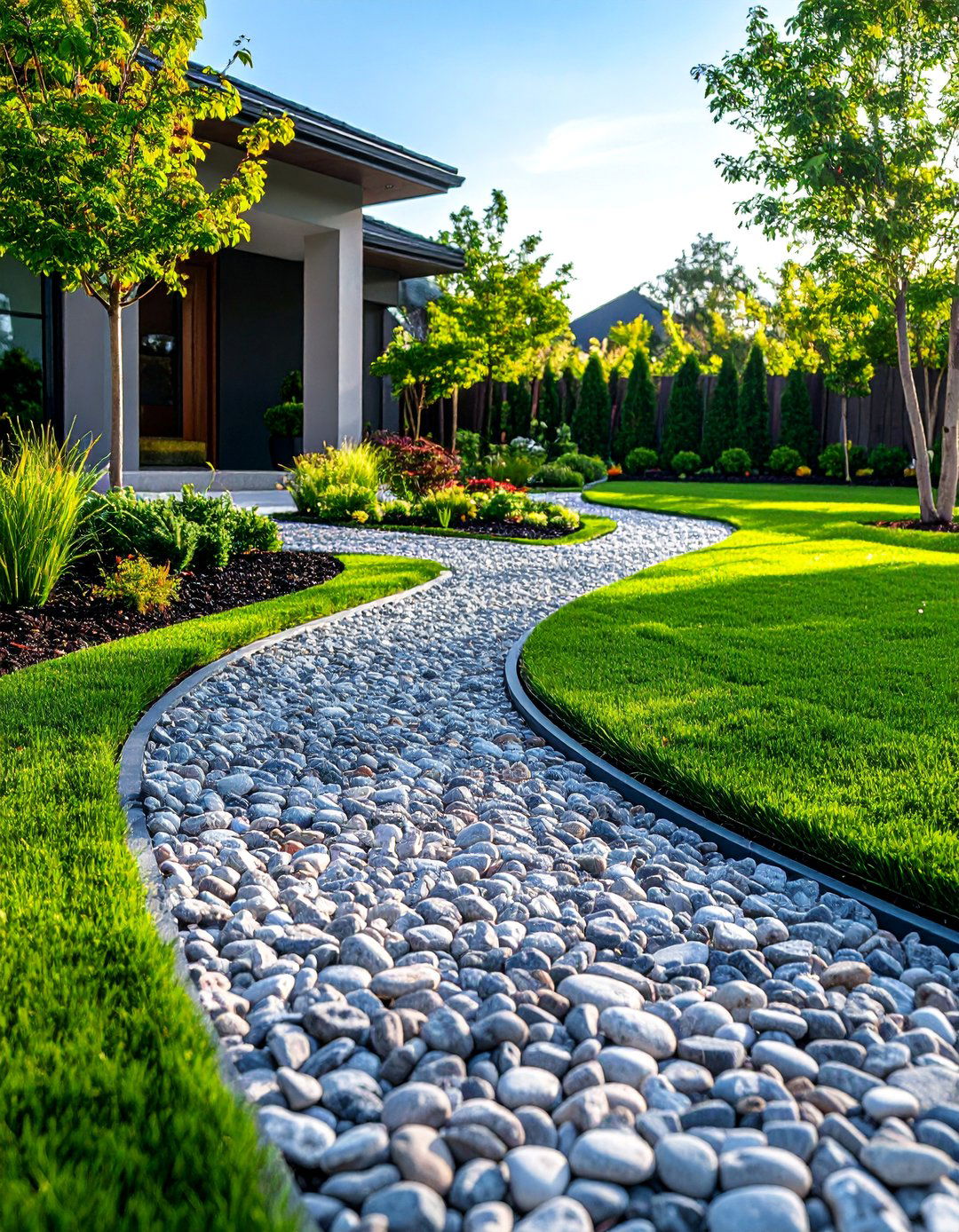 Gravel and Grass Strip Driveway with Eco Friendly Design - 25 Gravel Driveway Ideas