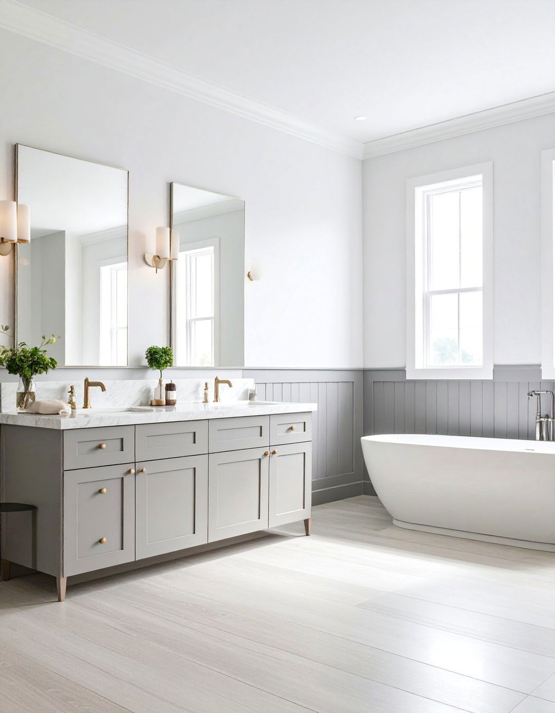 Gray Beadboard Sophisticated Wainscoting - 25 Beadboard Bathroom Ideas