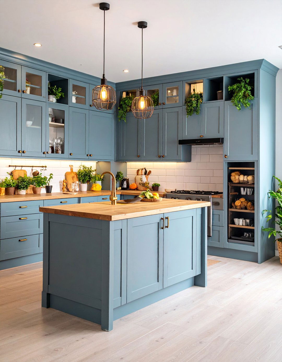 Gray Cabinets with Pantry Integration and Hidden Storage - 25 Farmhouse Kitchen With Gray Cabinets Ideas