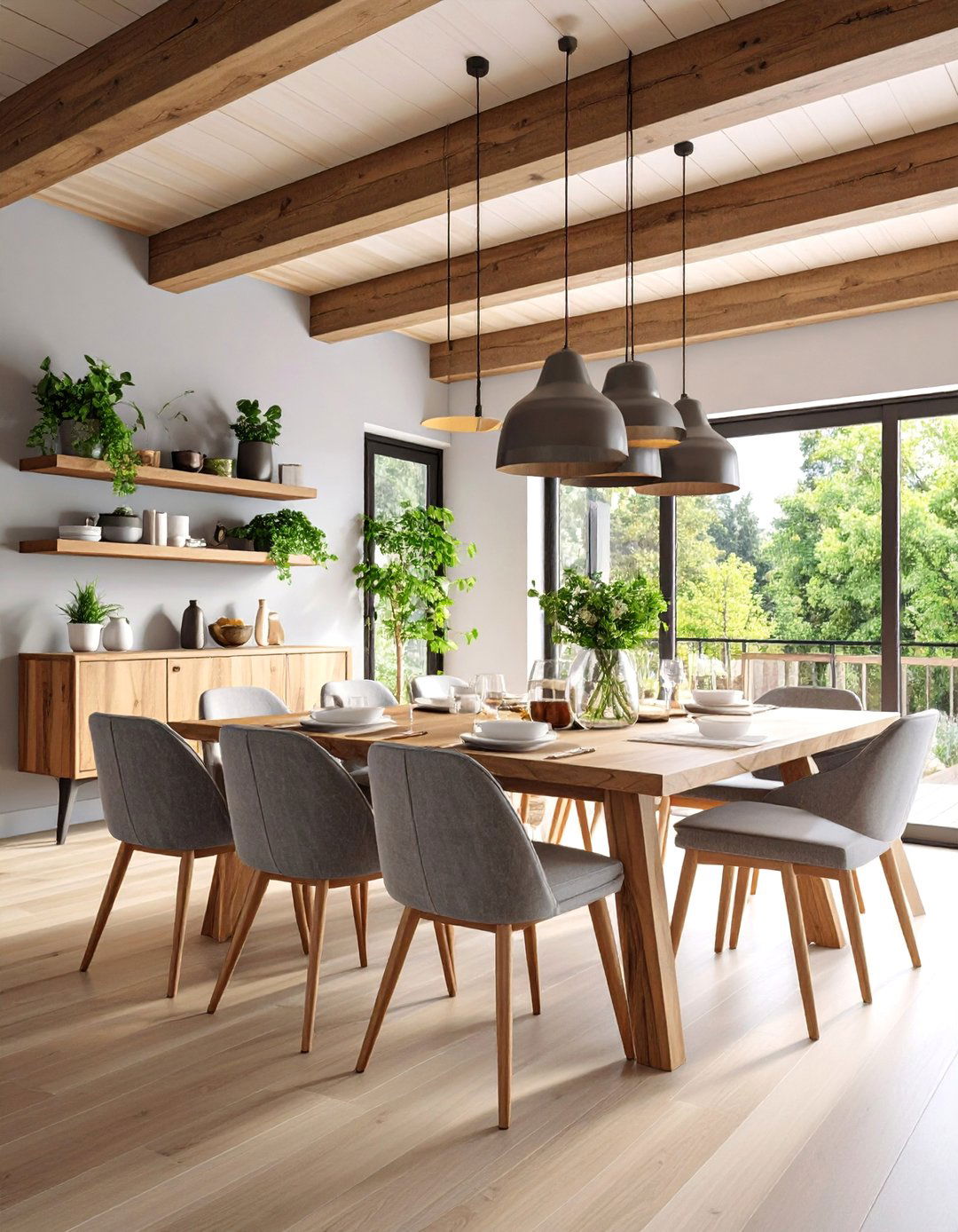 Gray Dining Room with Natural Wood Accents - 25 Gray Dining Room Ideas