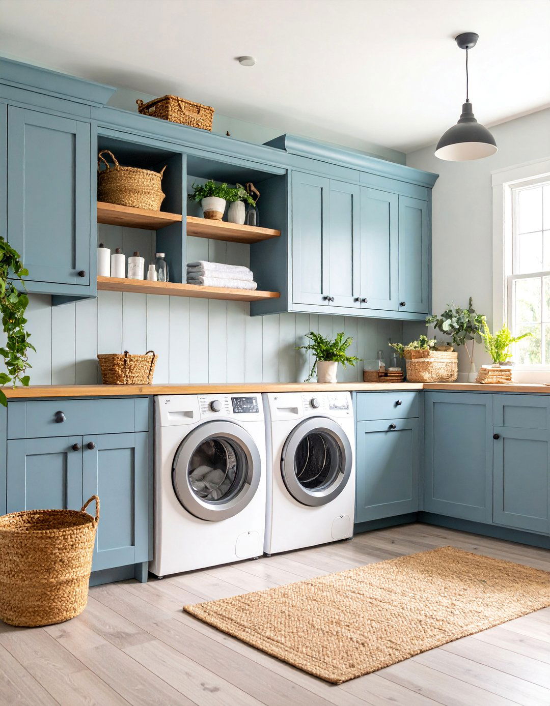 Gray Farmhouse Laundry Room Cabinet System - 25 Laundry Room Cabinet Ideas