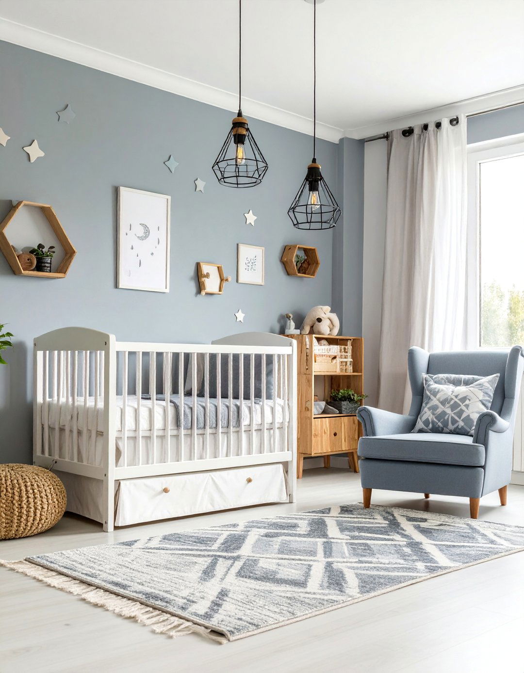 Gray Farmhouse Nursery with Plaid Accents - 25 Farmhouse Nursery Ideas