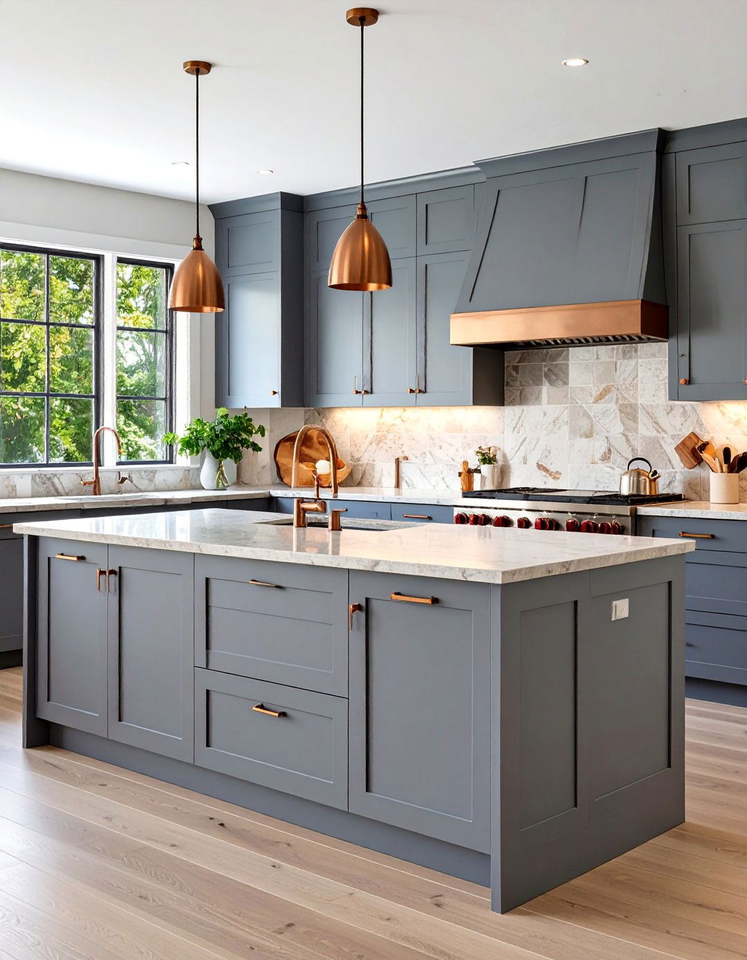 Gray Kitchen with Copper Accents and Natural Stone - 25 Gray Kitchens