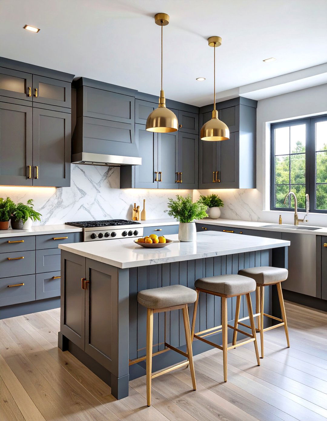 Gray Transitional Kitchen with Mixed Metal Finishes - 25 Gray Kitchens