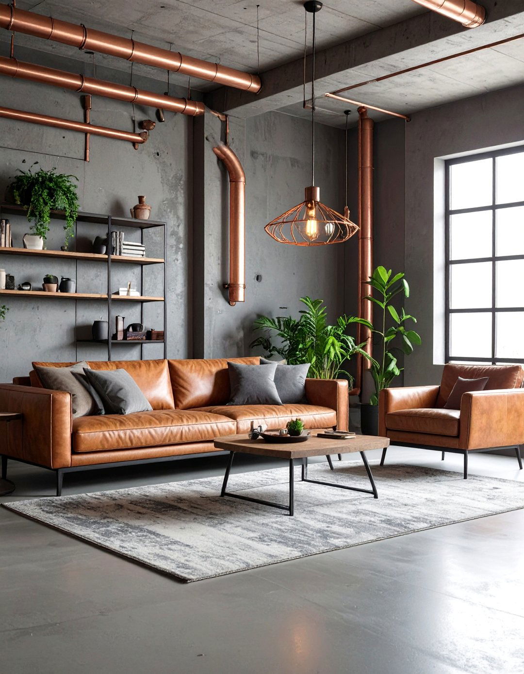 Gray and Copper Industrial Chic Living Room - 25 Gray Living Room Ideas