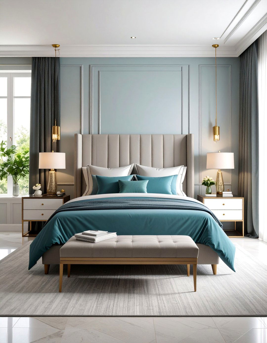Gray and Cream Bedroom with Luxury Hotel Inspiration - 25 Relaxing Bedroom Ideas