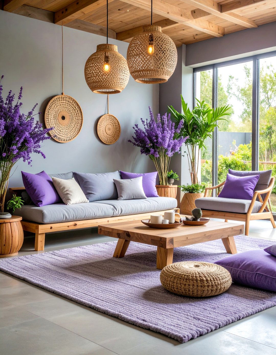 Gray and Lavender Zen Living Room - 25 Gray Living Room Ideas