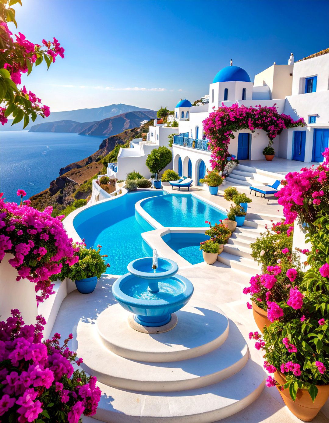 Greek Hillside Stepped Terrace Garden - 25 Mediterranean Patio Ideas