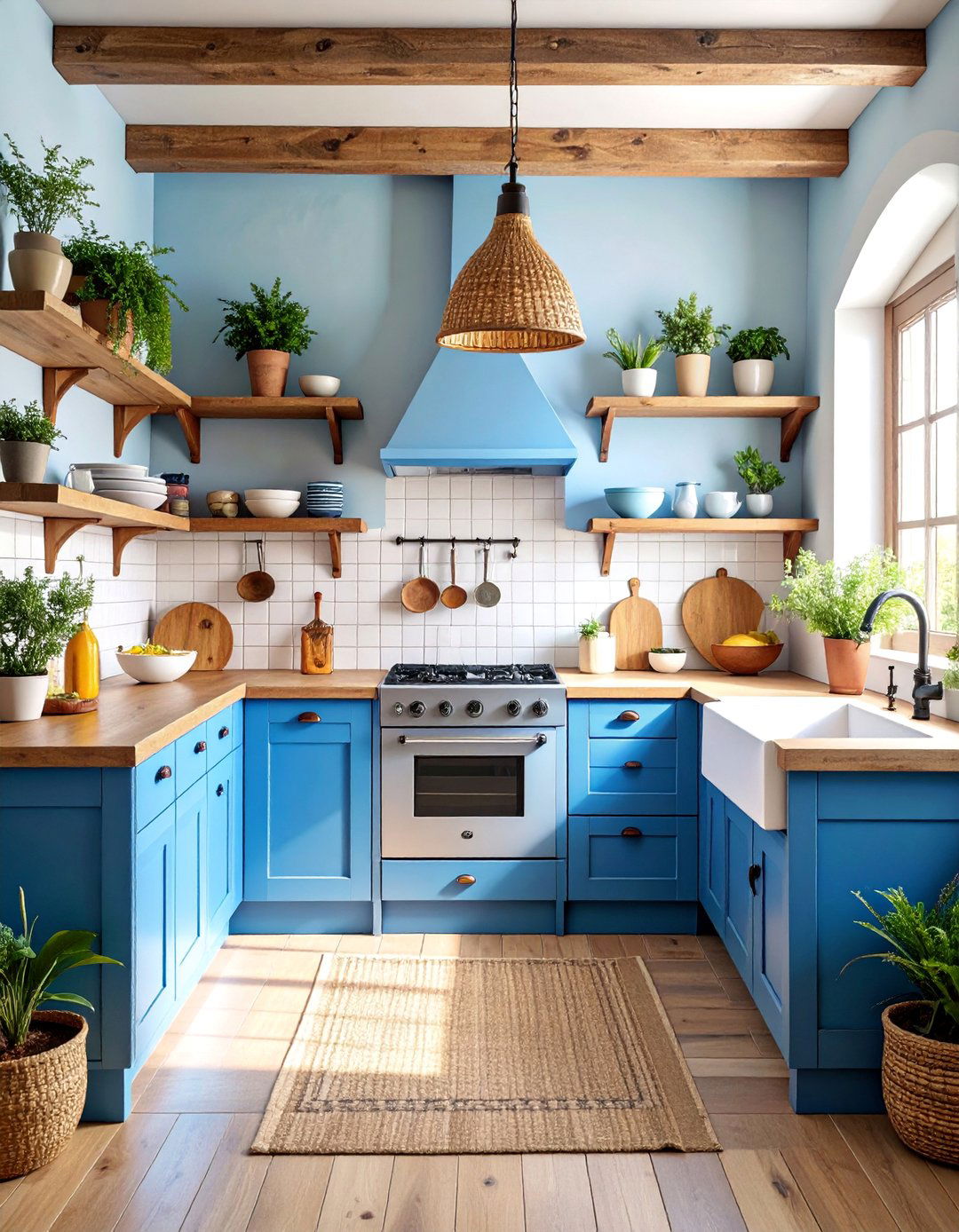 Greek Taverna Kitchen with Open Shelving - 25 Mediterranean Interior Design Ideas