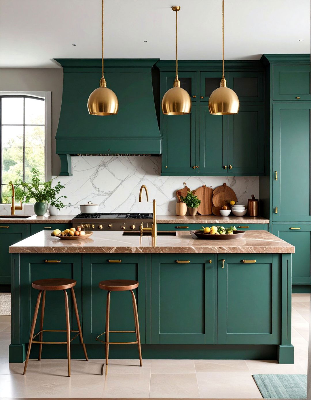 Green Cabinets with Brown Soapstone Countertops - 25 Green and Brown Kitchen Ideas