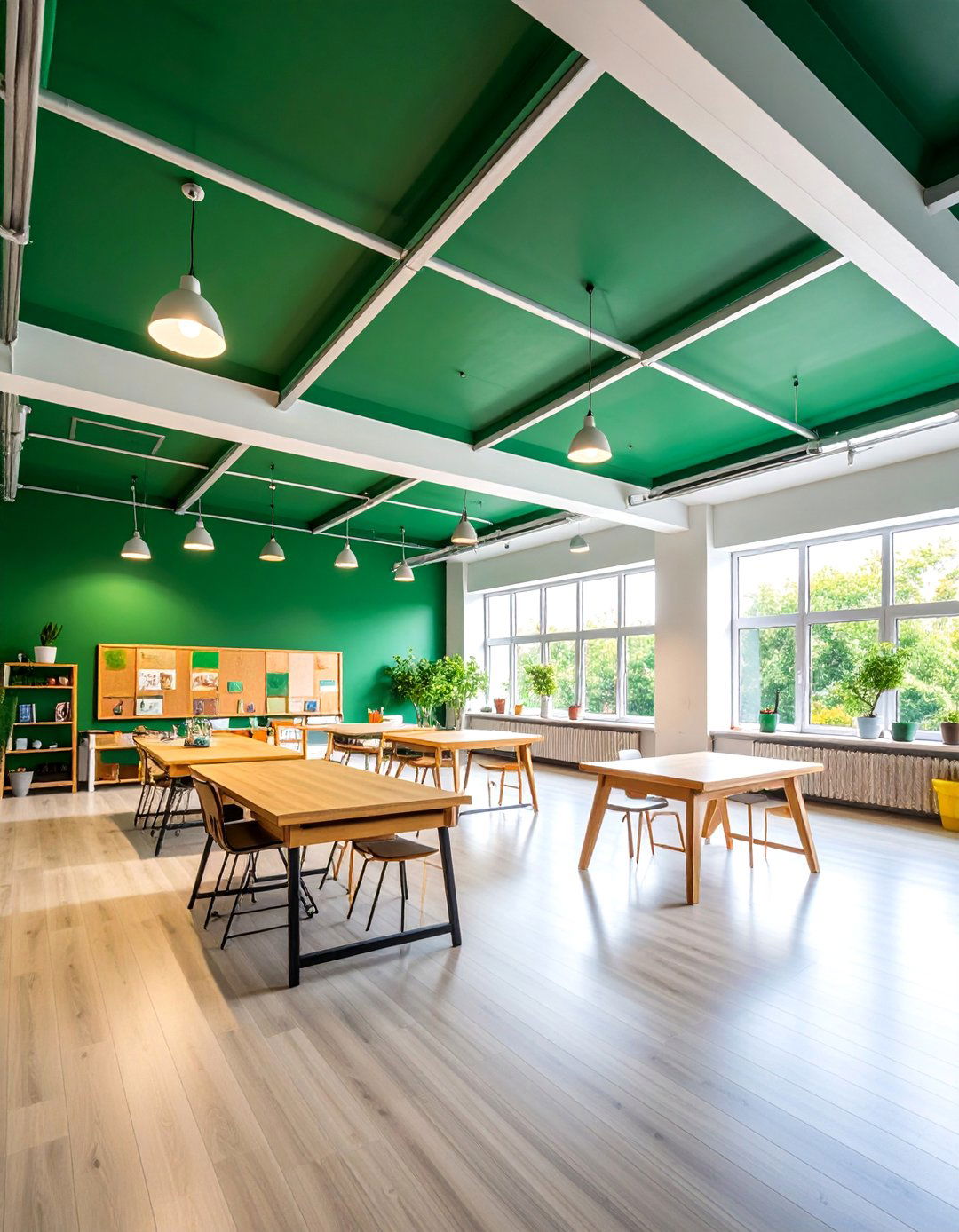 Green Chalkboard Ceiling in Creative Studio - 25 Green Ceiling Ideas