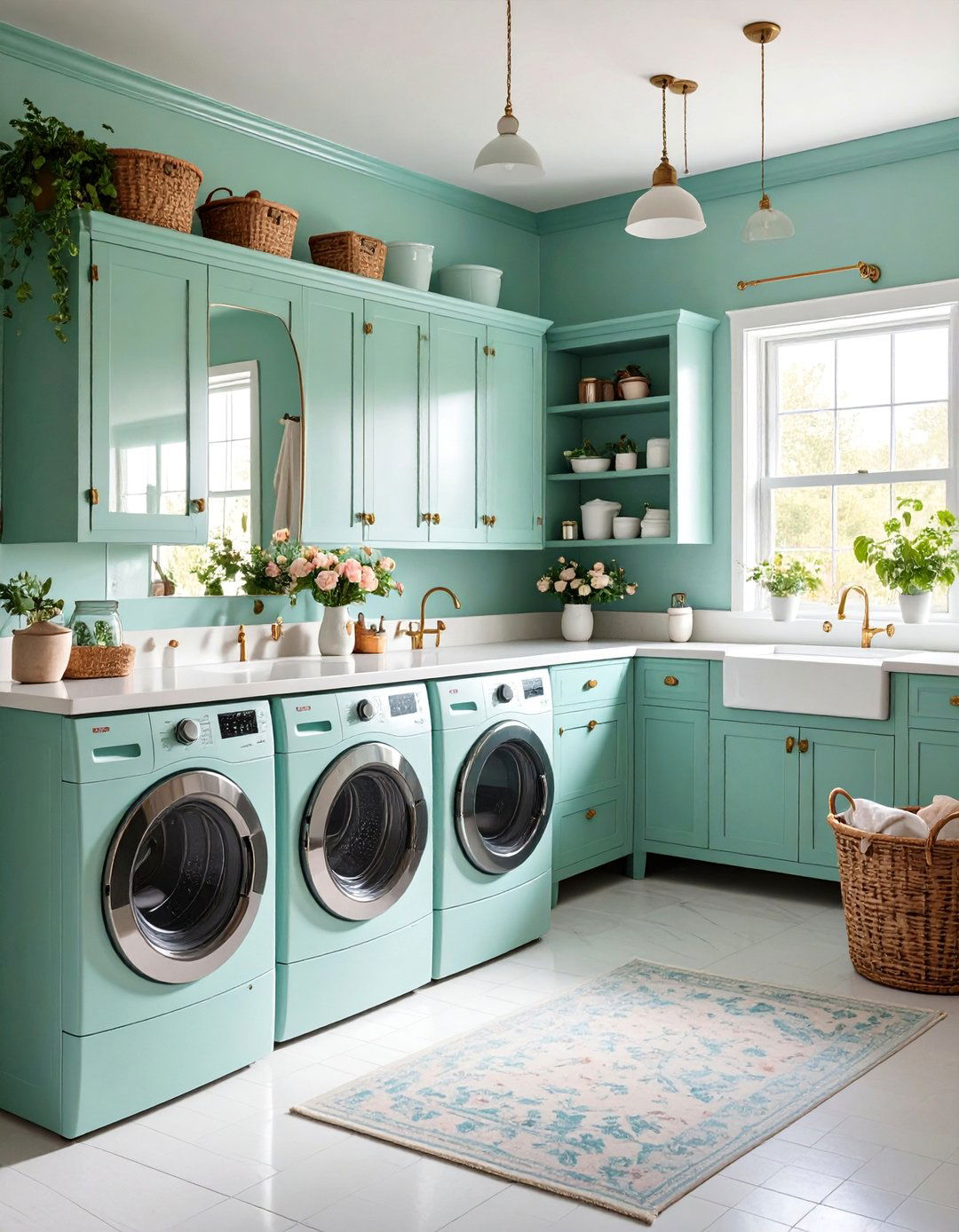 Green Eclectic with Vintage Finds - 25 Green Laundry Room Ideas