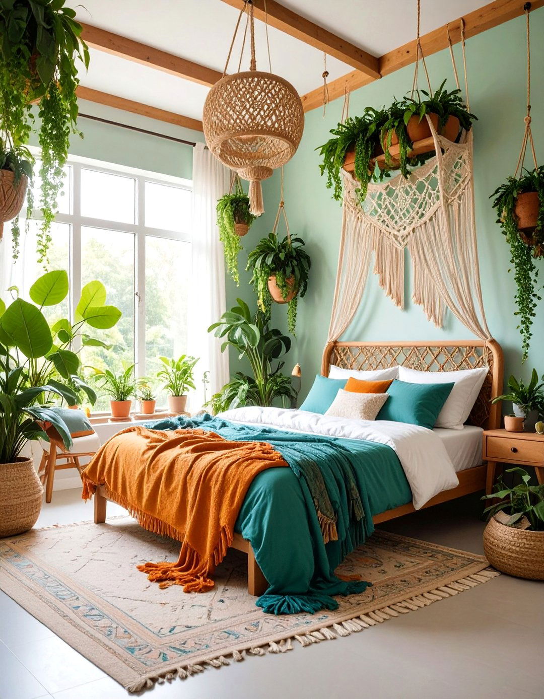 Green Hanging Garden Bedroom - 25 Green Boho Bedroom Ideas