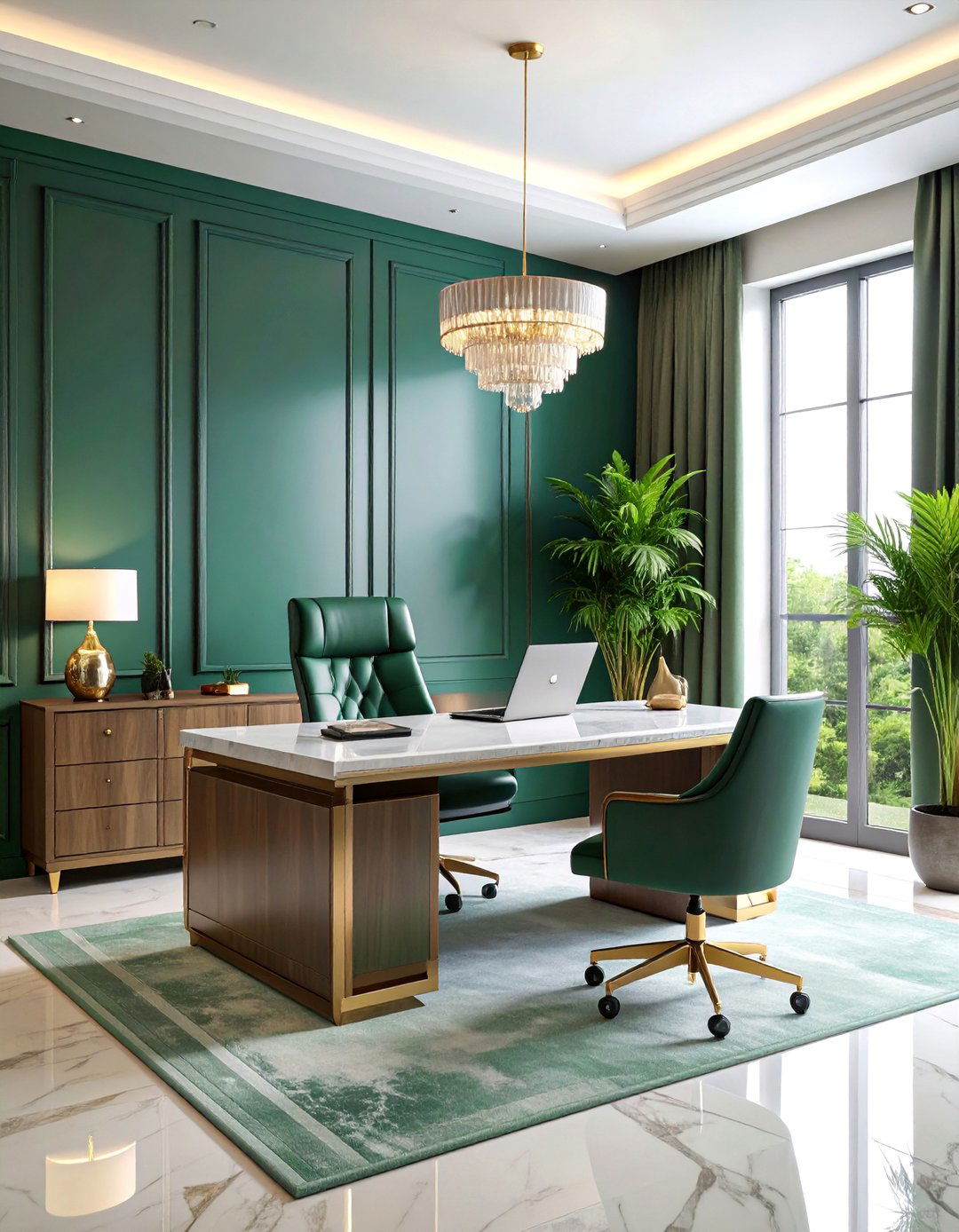 Green Luxury Executive Office Design - 25 Green Home Office Ideas